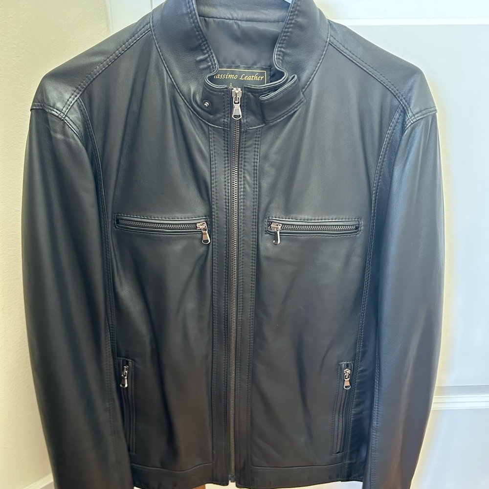 Authentic Black Leather Jacket from Florence, Italy
